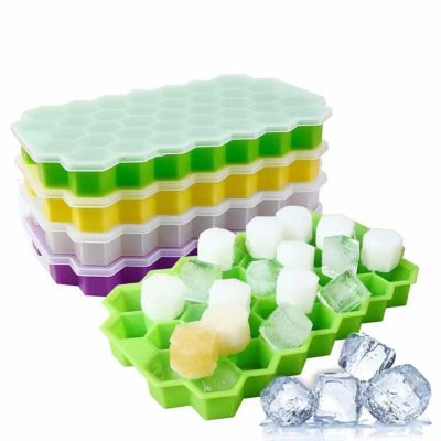37 Cavity Honeycomb IceCube Trays Reusable Silicone Ice Cube Mold Food Grade Mold for Whiskey Cocktail Reusable Food Grade Mould Ice Maker Ice Cream M