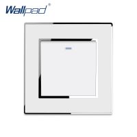 Light Switch 1 Gang 1 Way New Arrival Luxury Acrylic Panel With Silver Border Wallpad Push Button Wall Switches 16A AC110-250V Power Points  Switches