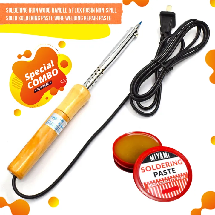 Soldering Iron Wooden Handle With Flux Rosin NonSpill Solid Soldering