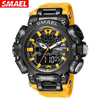 SMAEL Men Watch Sport Waterproof Stopwatch Digital Wristwatches Week Display Alarm Clock Quartz og Electronic Watches Male