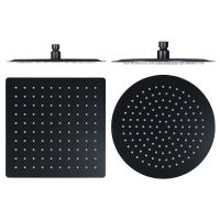 Round &amp; Square Stainless Steel Ultra-thin Showerheads 16/12/10/8 Inch Rainfall Shower Head Rain Shower BLACK Finish Showerheads