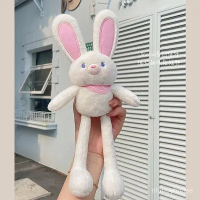Jinnewใหม่ ดึงหูตุ๊กตากระต่าย  ของเล่นตุ๊กตา พวงกุญแจ  ตุ๊กตากระต่ายยืดหดได้