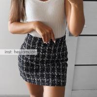 New Tweed Skirt Spring Autumn Clothing for Women Korean Elegant Plaid Cute Bottoms for Ladies A Line Short Mini Skirt