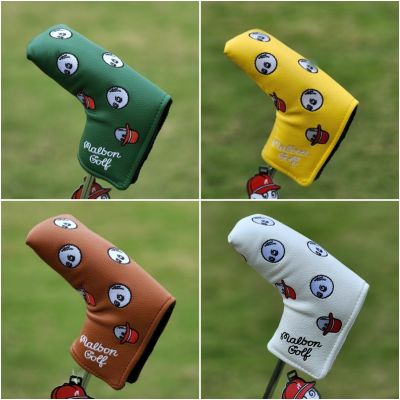 &gt;2023 As Golf Putter Headcover Malbon Embroidery Straight Putters Head Cover PU Protect Blade Covers.