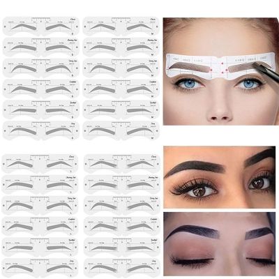 Reusable Eyebrow Shaper DIY 6PCS Set Soft Ruler Brow Definer Eyebrow Stamp Card Soft Ruler Stencil Shaping Makeup Tool