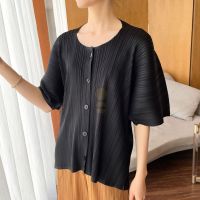 ☫❁☢ Aiden001 One Size Summer Pleated Lazy Wind Large Size Loose Fashion Single-Breasted T-Shirt Top 7318