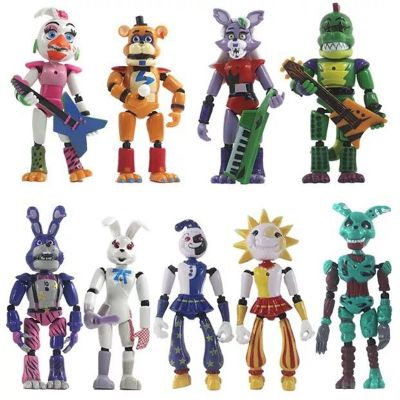 ZZOOI 9 Pcs/Set Five Night At Freddy Anime Game Fnaf Sundrop Toys Joints Can Move Cute Bonnie Bear Foxy Action Figure Toy Model Gifts