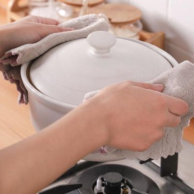 We Flower Double-layer Absorbent Microfiber Kitchen Dish Cloth Non-stick Oil Household Cleaning Wiping Towel Kichen Tools