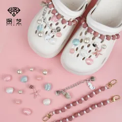 Luxury Phoenix DIY Croc Charms Designer Elegant Pearl Chain Shoes