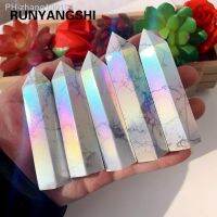 Natural Baisong Quartz Column Angel Aura Howlite Point Energy Crytal Wand Rainbow Genstone Home Decoration