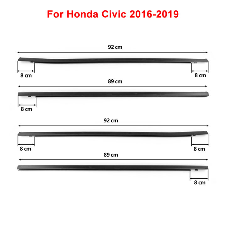 ขอบขอบยางติดหน้าต่างกระจกหน้าต่างรถ4ชิ้นสำหรับ-honda-civic-2006-2019-87tixgportz-อะไหล่รถยนต์