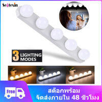 สไตล์ฮอลลีวูด LED ไฟกระจกโต๊ะเครื่องแป้ง,ไฟแต่งหน้ามุกสุดหรูพร้อมหลอดไฟหรี่แสงได้ 5 ดวง,โหมดอุณหภูมิ 3 สี,ชุดไฟแต่งหน้า USB สำหรับโต๊ะโต๊ะเครื่องแป้ง,ห้องน้ำ