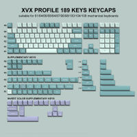 189 Key สีขาวสีฟ้า PBT Keycaps Double-Shot XVX Profile Key Cap สำหรับ60 65 70 100 Cherry Gateron MX Mechanical Gamer คีย์บอร์ด