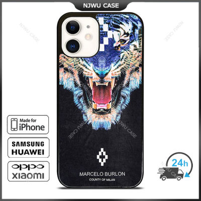 Marcelo Burlon Tiger Phone Case for iPhone 14 Pro Max / iPhone 13 Pro Max / iPhone 12 Pro Max / XS Max / Samsung Galaxy Note 10 Plus / S22 Ultra / S21 Plus Anti-fall Protective Case Cover