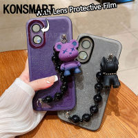 KONSMART พร้อมเคสตุ๊กตาน่ารักกำไลข้อมือ OPPO A58 A78 A38 4G 2023ฟิล์มกล้องเคสโทรศัพท์นิ่มมีกากเพชรส่องแสงเป็นประกายวิบวับ OPPOA58 OPPOA78 NFC