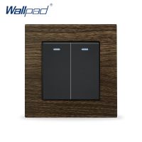 2 Gang 1 Way Switch Wallpad Home Wall Light Switch Wood Metal Push Button Switches Interrupteur 2 Way Rocker Switch Lamp