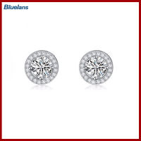 Bluelans®ผู้หญิงรอบ Shiny Ear Studs Cubic Zircon ต่างหูแฟชั่นเครื่องประดับ