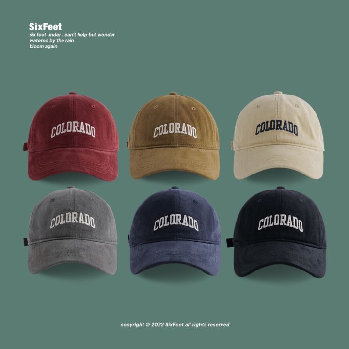 SixFeet retro grinding hair grey embroidery baseball cap cap male female  Japanese contracted cotton ins autumn and winter 