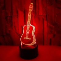 Creative LED Night Light 7 Color Changing 3D Guitar Shape Touch Lamp Decorative