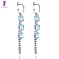 Genuine Sterling Silver S925 Drop Earring Natural Sky Blue Topaz Gemstone 5 Colors Women Lovely Jewelry Mothers Gifts