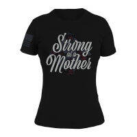 Strong As A Mother Women T-shirt Summer Short Sleeve Cotton T-shirt Black Color Round Neck Casual T-shirt