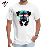 Dj Pug 100% Cotton Summer Tops &amp; Tees Custom Men T-Shirt Music Lover Animal Print T Shirts Vaporwave Short Sleeve Tshirt Newest S-4XL-5XL-6XL