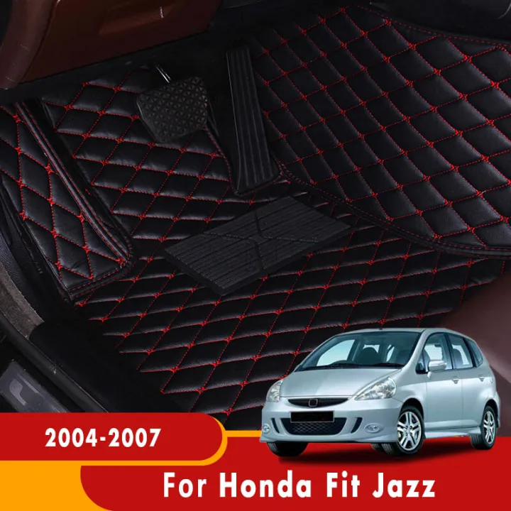 LHD Leather Car Floor Mats for Honda Fit Jazz 2004 2005 2006 2007