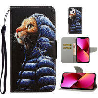 iPhone 14 Case, WindCase Cute Pattern Leather Flip Wallet Cover with Card Slot Holder Kickstand TPU Bumper Case for iPhone 14