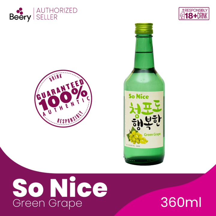 So Nice Green Grape Korean Soju 360 mL Bottle (Crowd Favorite) Lazada PH