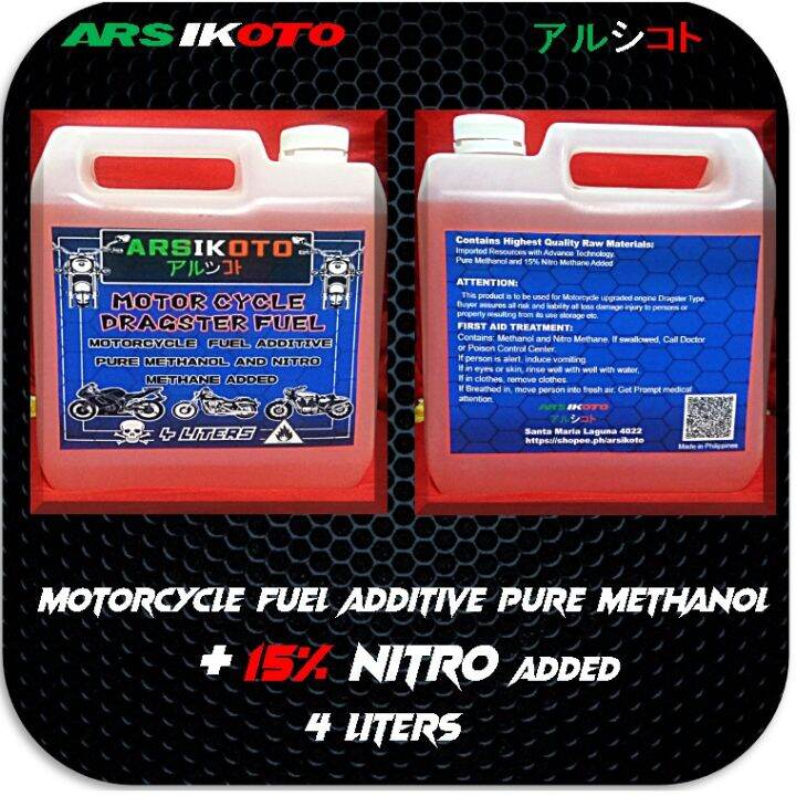 MOTORCYCLE FUEL ADDITIVE PURE METHANOL AND 15 NITRO METHANE ADDED 4