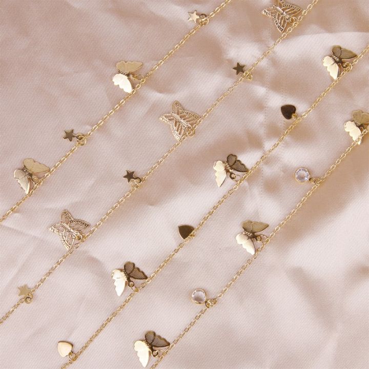 สร้อยคอผีเสื้อพร้อมจี้รูปหัวใจและดาวแบบหลายชั้นของสตรี-ของขวัญเครื่องประดับชายหาดแนวโบฮีเมียน