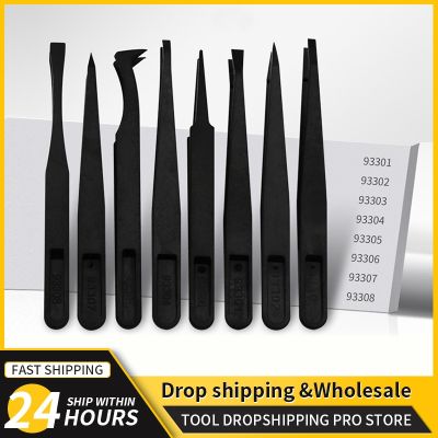 【LZ】✢  Carbon Tweezers Upgraded Anti-Static Curved Tweezers for Electronics Laboratory Work Jewelry Plastic Precision Tweezers Set