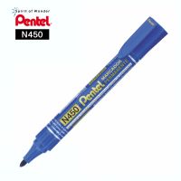 Pentel ปากกาเคมี ปากกา Permanent เพนเทล N450 เติมหมึกได้ - หมึกสีน้ำเงิน