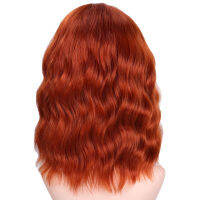 SHANGKE Short Wavy Wigs for Black Women African American Synthetic red brown Hair Heat Resistant Accessories False Hair Gift ของขวัญ