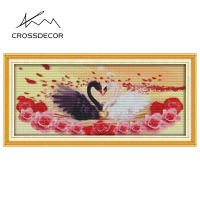 Crossdecor Cross Stitch ชุด Dmc ผ้าฝ้ายชุดสัตว์รูปแบบใหม่มาถึง11CT 14CT หัตถกรรม Handmade Diy เย็บปักถักร้อยชุดตกแต่งสำหรับ Sala Wall - Swan คู่