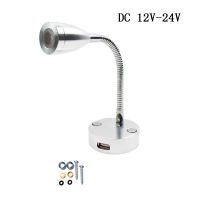 DWT LED RV Boat Bedside Reading Light Smart Touch Dimmable Flexible Gooseneck Wall Lamp with USB Port For Motorhome Yacht Cabin