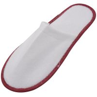 20 pairs of White Towelling Hotel Disposable Slippers Terry Spa Guest Shoes White + Red