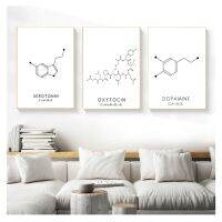 ภาพวาดผ้าใบพิมพ์ Oxytocin และ Dopamine โครงสร้างโมเลกุลรูปภาพเคมีวิทยาศาสตร์โมเลกุลการตกแต่ง Serotonin ผ้าใบศิลปะติดผนัง1ชิ้นกรอบไม้ด้านในหรือไร้กรอบ (หรือเฟรมอลูมิเนียมอัลลอยด์สีต่างๆ)