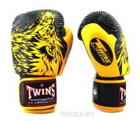 Twins special Boxing Gloves Fancy FBGVL3-50 Wolf Yellow Black 8,10,12,14 oz Muay Thai Sparring MMA K1 นวมซ้อมชกทวินส์ สเปเชี่ยล แฟนซี สีเหลือง หนังแท้ 100%