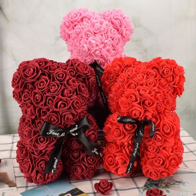 [AYIQ Flower Shop] ดอกไม้ดอกกุหลาบสีแดงขนาด25ซม. ของขวัญวันวาเลนไทน์สวยของขวัญตกแต่งวันคริสต์มาสเทียมสำหรับผู้หญิงการตกแต่งบ้าน
