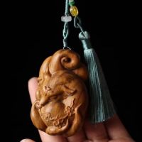 sandalwood handle piece nine-tailed fox pendant car accessories literary and creative gift hot style