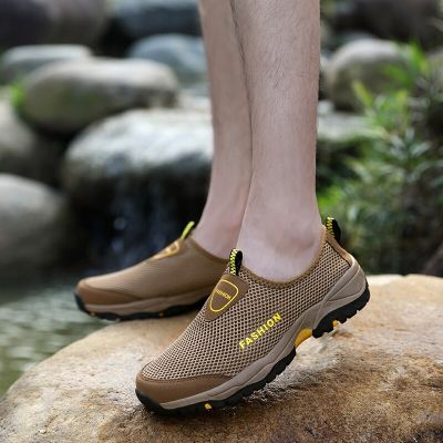 Summer Mesh Shoes Men Sneakers Lightweight Breathable Walking Footwear 2023 New Slip-On Comfortable Casual Mens Water Shoes