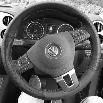 ฝาครอบพวงมาลัยรถยนต์หนังเทียมสำหรับ Volkswagen กอล์ฟ Tiguan Passat B7 CC Touran Jetta Mk6มาโกทานซาจิทา