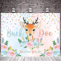 Buck Or Doe Gender Reveal Baby Shower Backdrop Deer Theme Pregnant Announcement Party Supplies Blue Or Pink Boy Or Banner