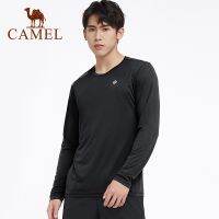 ♧ Camel เสื้อยืดกีฬากลางแจ้ง ผู้ชายและผู้หญิง สีพื้น แห้งเร็ว