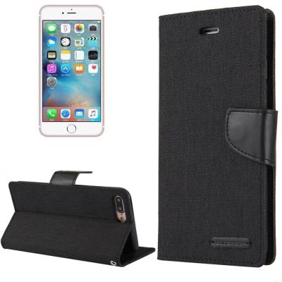 ปรอท GoosPery CANVAS DIARY สำหรับ iPhone 8 PLUS &amp; 7 Plus ผ้าใบแนวนอนเคสหนังพร้อมช่องใส่การ์ดและกระเป๋าสตางค์ &amp; (สีดำ)