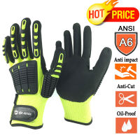 NMSafety ANSI Cut Level A6 Cut Resistant Safety Garden Work Glove Anti Vibration Mechanic Hand Protection Running Gloves