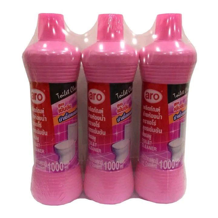 aro Toilet Cleaner Pink 1000 ml x 3 bottles.เอโร่ น้ำยาล้างห้องน้ำ สูตร