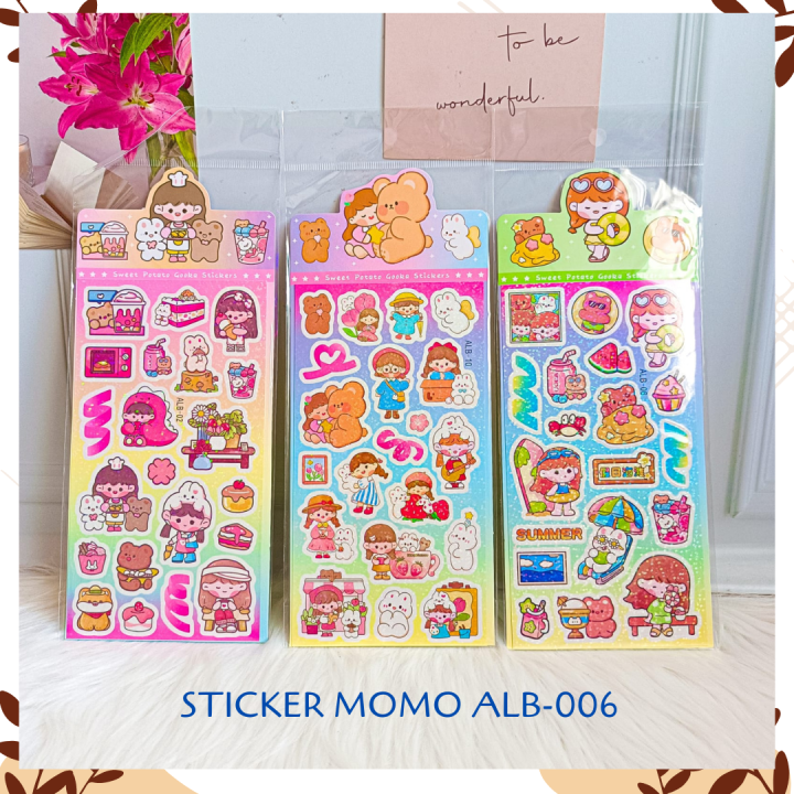 Sticker Glitter Momo Alb 006 Isi 1 Lembar Set Daily Manual Cute