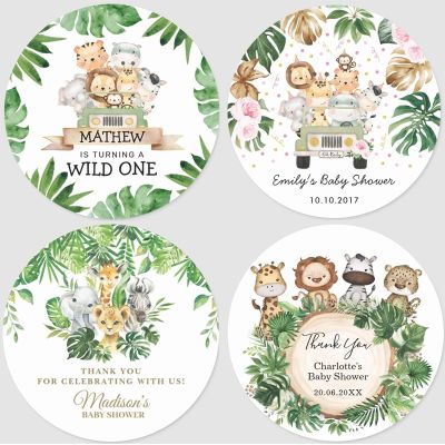 【CC】 Wedding Stickers Custom Labels Personalized Baptism Jungle Collection Birthday Supplies